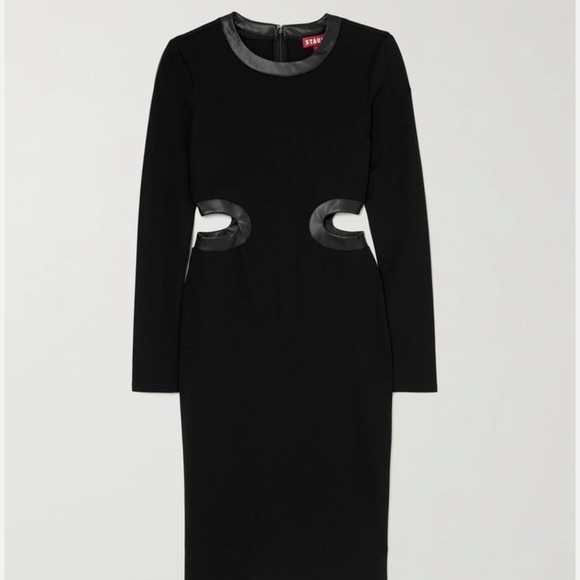 Staud black Dolce cutout long sleeve midi dress with leather trim - XS NWT - Picture 10 of 10